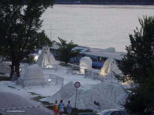 Sand sculptures by the river